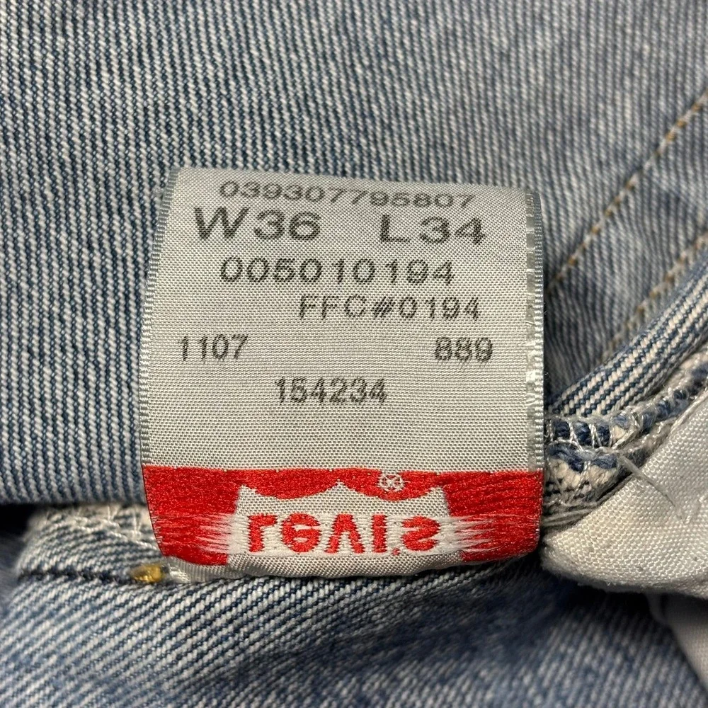 VTG Levi's 501 Jeans Mens 36x34 Fit 34x33 Blue Button Fly Straight Leg 90s Denim